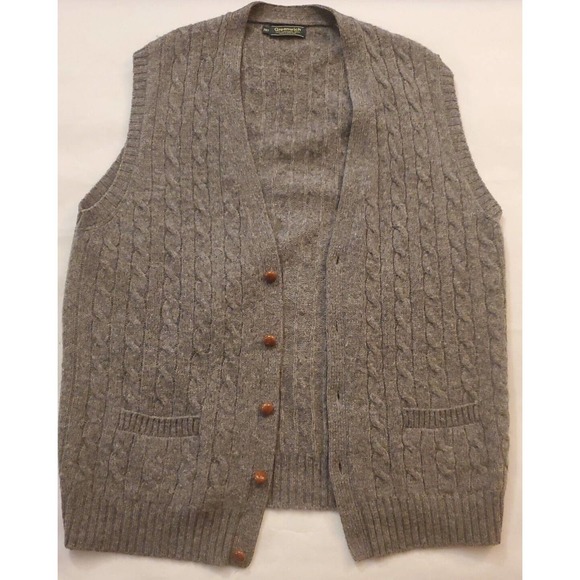 Vintage Greenwich 100% Shetland Wool ~ Gray Cardigan Sz 2XLT Fishermen Knit - Picture 2 of 9